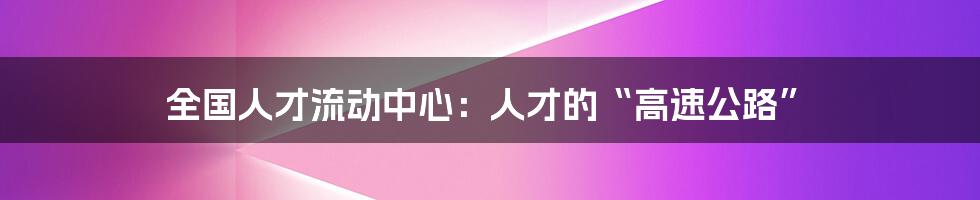 全国人才流动中心:人才的“高速公路”