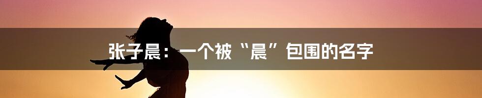 张子晨:一个被“晨”包围的名字