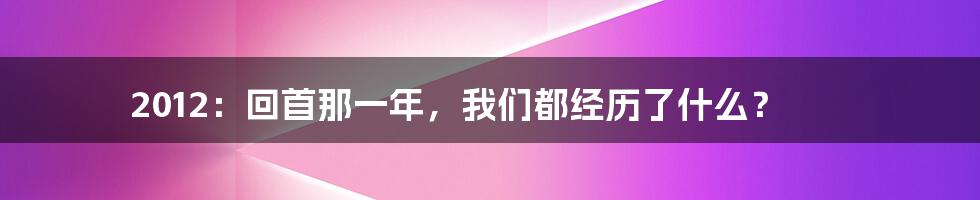 2012:回首那一年,我们都经历了什么?