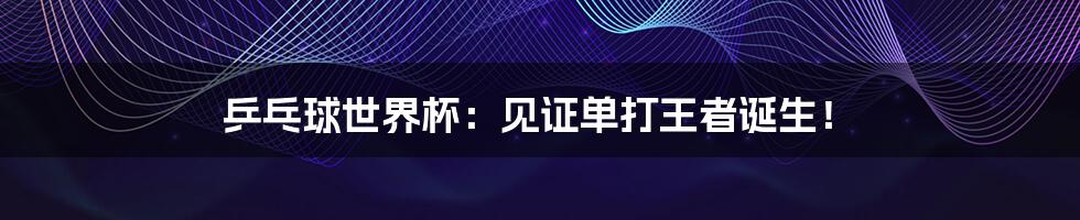 乒乓球世界杯:见证单打王者诞生!