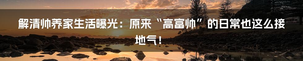 解清帅养家生活曝光:原来“高富帅”的日常也这么接地气!