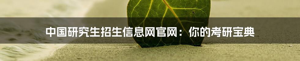 中国研究生招生信息网官网：你的考研宝典