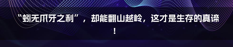 “蚓无爪牙之利”,却能翻山越岭,这才是生存的真谛!