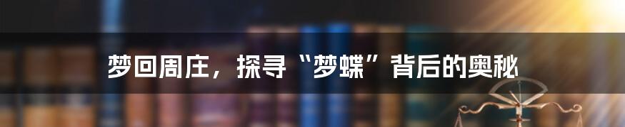 梦回周庄,探寻“梦蝶”背后的奥秘
