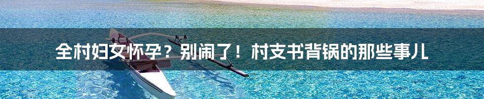 全村妇女怀孕?别闹了!村支书背锅的那些事儿