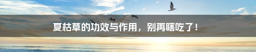 夏枯草的功效与作用,别再瞎吃了!