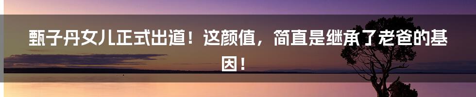 甄子丹女儿正式出道!这颜值,简直是继承了老爸的基因!