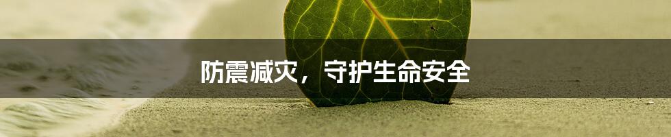 防震减灾,守护生命安全