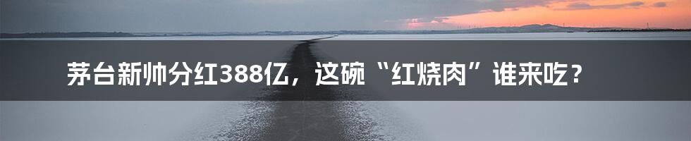 茅台新帅分红388亿,这碗“红烧肉”谁来吃?