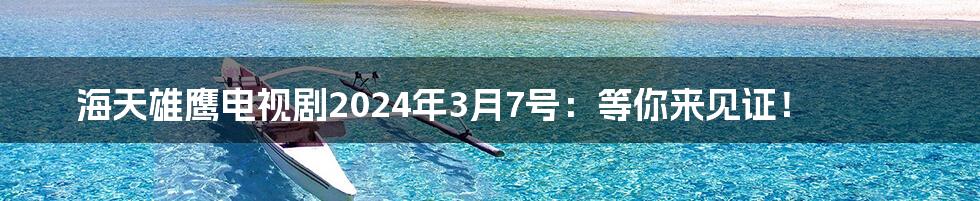 海天雄鹰电视剧2024年3月7号:等你来见证!