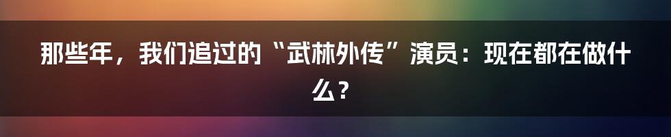 那些年,我们追过的“武林外传”演员:现在都在做什么?