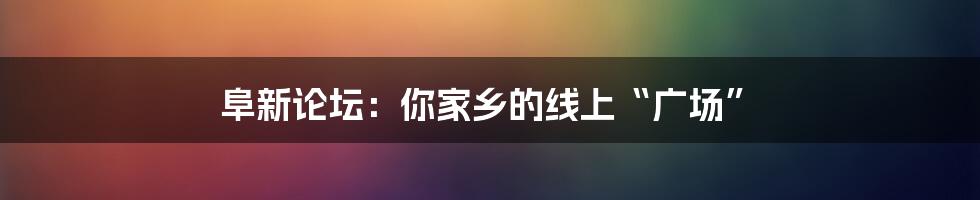 阜新论坛:你家乡的线上“广场”