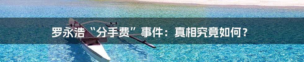 罗永浩“分手费”事件:真相究竟如何?