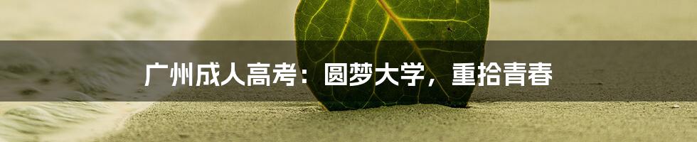 广州成人高考:圆梦大学,重拾青春