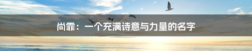 尚霏:一个充满诗意与力量的名字