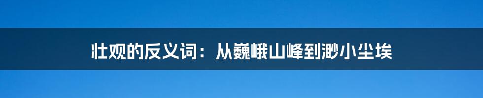 壮观的反义词:从巍峨山峰到渺小尘埃