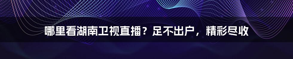 哪里看湖南卫视直播?足不出户,精彩尽收