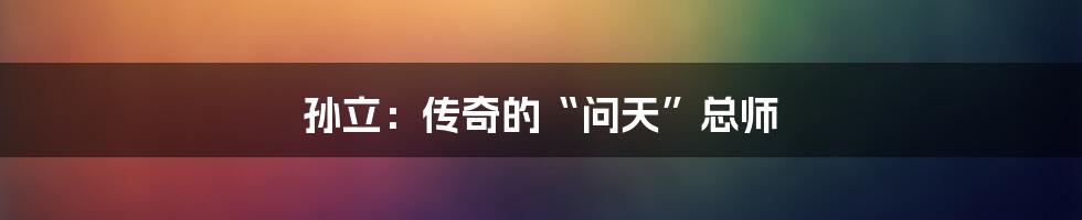 孙立:传奇的“问天”总师