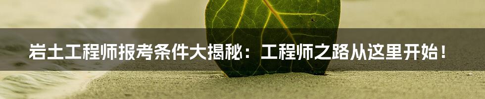 岩土工程师报考条件大揭秘:工程师之路从这里开始!