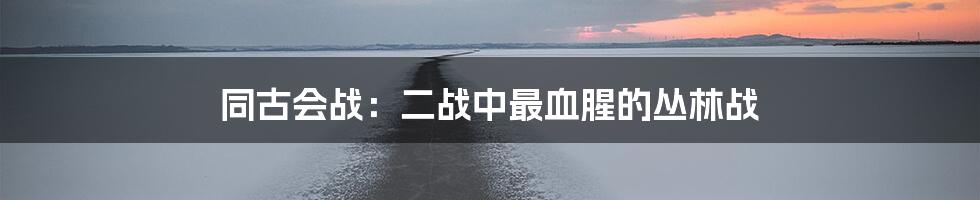 同古会战:二战中最血腥的丛林战