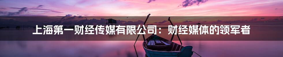 上海第一财经传媒有限公司:财经媒体的领军者