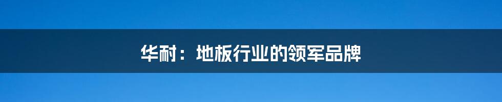 华耐:地板行业的领军品牌