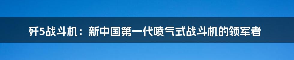 歼5战斗机:新中国第一代喷气式战斗机的领军者