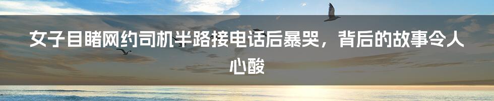 女子目睹网约司机半路接电话后暴哭,背后的故事令人心酸