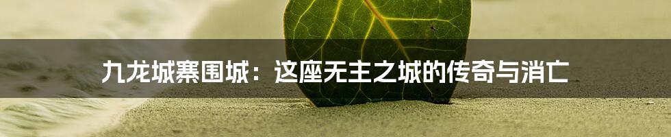 九龙城寨围城:这座无主之城的传奇与消亡