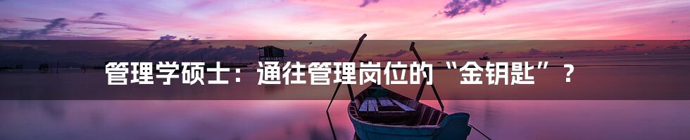 管理学硕士:通往管理岗位的“金钥匙”?