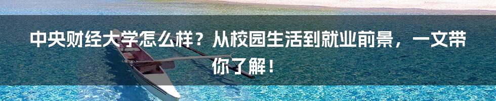 中央财经大学怎么样?从校园生活到就业前景,一文带你了解!