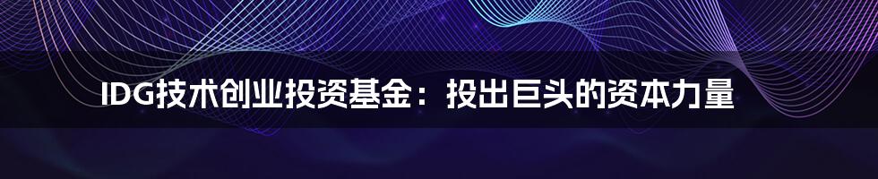IDG技术创业投资基金:投出巨头的资本力量