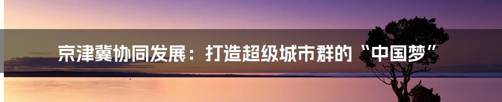 京津冀协同发展:打造超级城市群的“中国梦”