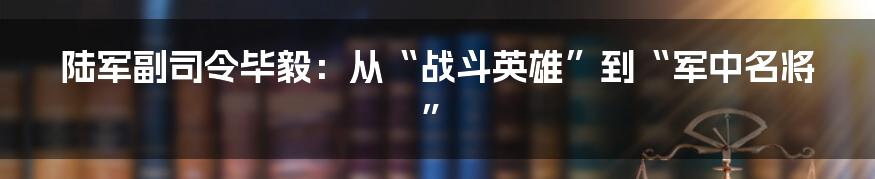 陆军副司令毕毅:从“战斗英雄”到“军中名将”