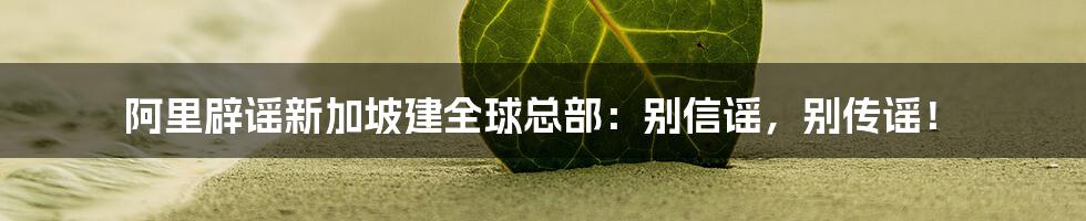 阿里辟谣新加坡建全球总部:别信谣,别传谣!