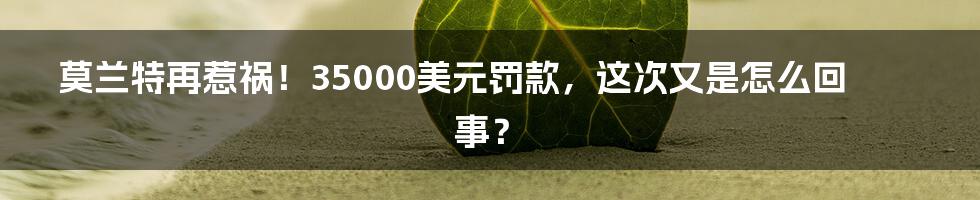 莫兰特再惹祸!35000美元罚款,这次又是怎么回事?