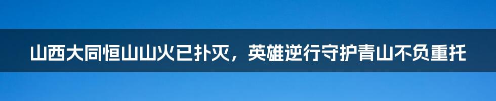 山西大同恒山山火已扑灭,英雄逆行守护青山不负重托