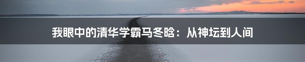 我眼中的清华学霸马冬晗:从神坛到人间