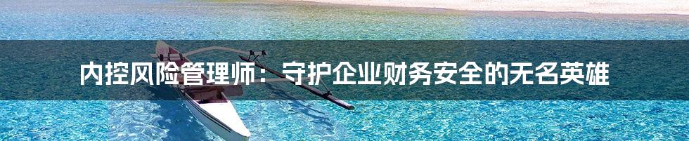 内控风险管理师:守护企业财务安全的无名英雄