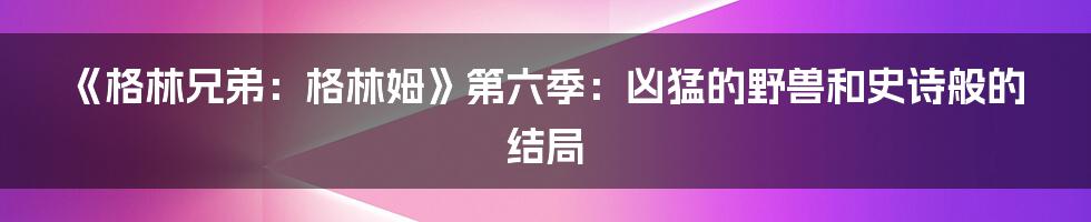 《格林兄弟:格林姆》第六季:凶猛的野兽和史诗般的结局