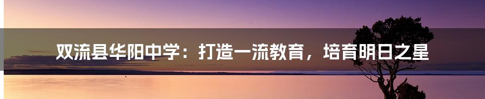 双流县华阳中学:打造一流教育,培育明日之星