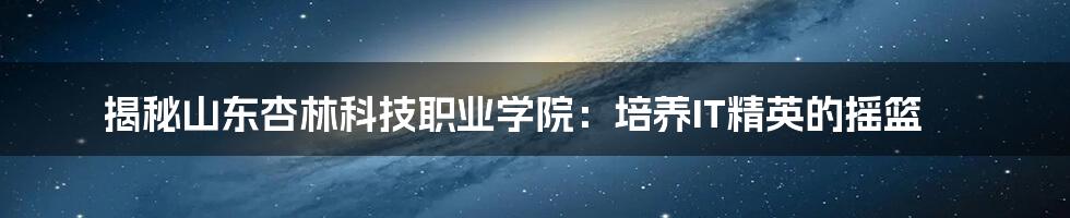 揭秘山东杏林科技职业学院:培养IT精英的摇篮