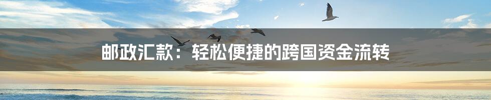 邮政汇款:轻松便捷的跨国资金流转