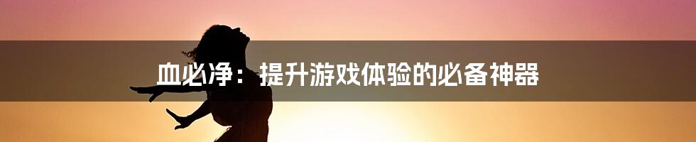 血必净:提升游戏体验的必备神器