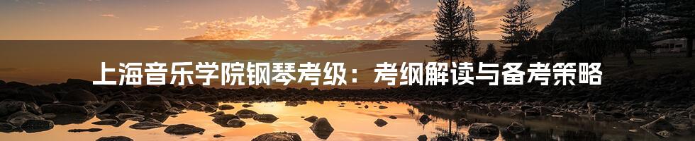 上海音乐学院钢琴考级:考纲解读与备考策略