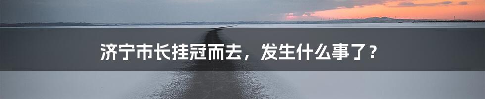 济宁市长挂冠而去,发生什么事了?