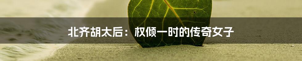北齐胡太后：权倾一时的传奇女子