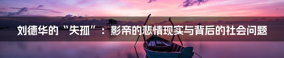 刘德华的“失孤”:影帝的悲情现实与背后的社会问题