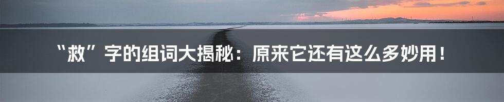 “救”字的组词大揭秘:原来它还有这么多妙用!