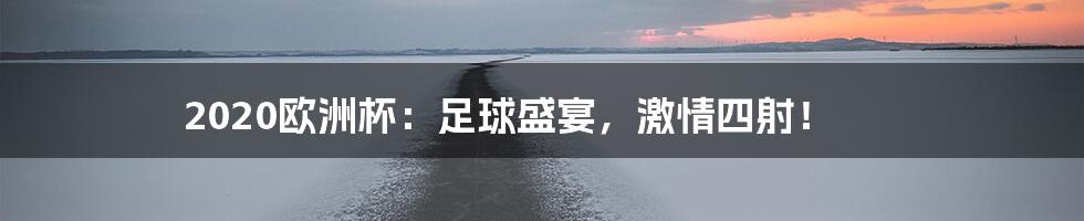 2020欧洲杯:足球盛宴,激情四射!